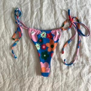 New flower print thong bikini swim bottoms